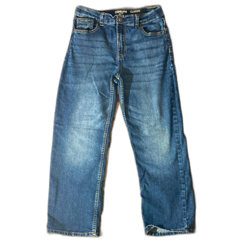 Boys Sz 12R/12A OshKosh B'gosh Jeans Blue Straight Medium Wash, Adj Waist, Snap